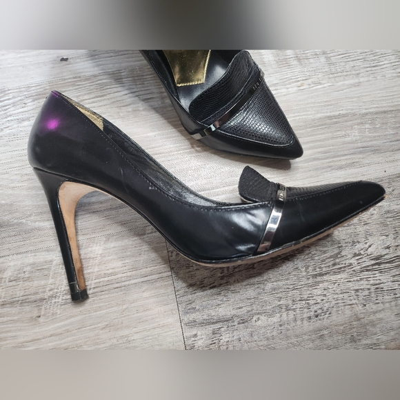 Ted Baker Black Leather Stiletto Heels with Pointed Toe Size 37 - Picture 2 of 12